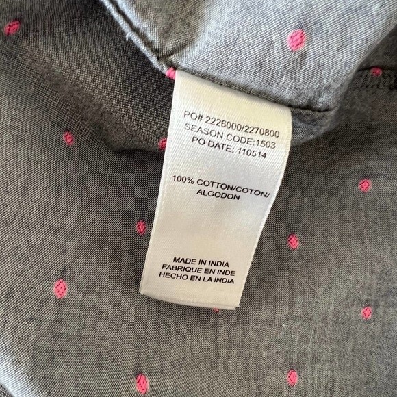 Splendid top women gray with pink swiss dot long sleeve tunic shirt size S - Picture 16 of 16